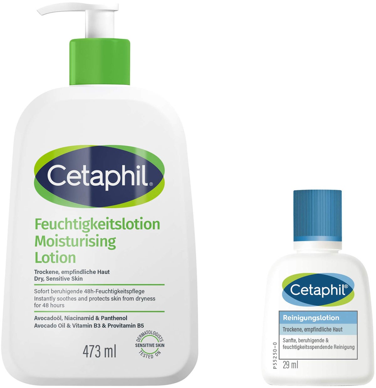 Cetaphil Feuchtigkeitslotion 473 ml + gratis Cetaphil Reinigungslotion 29 ml