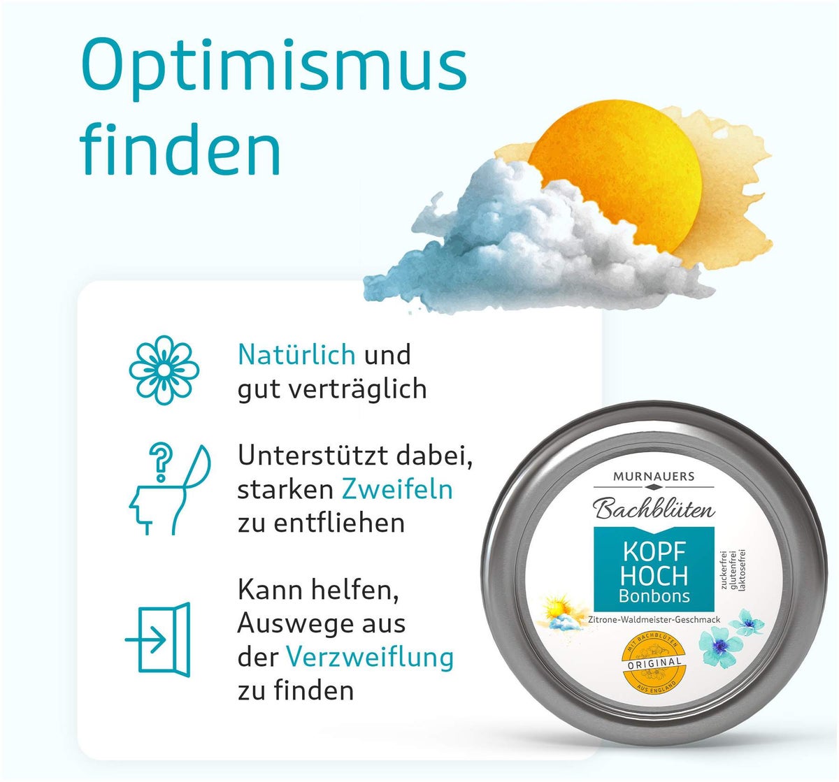 Murnauers Bachblüten Kopf Hoch Bonbons 50 g