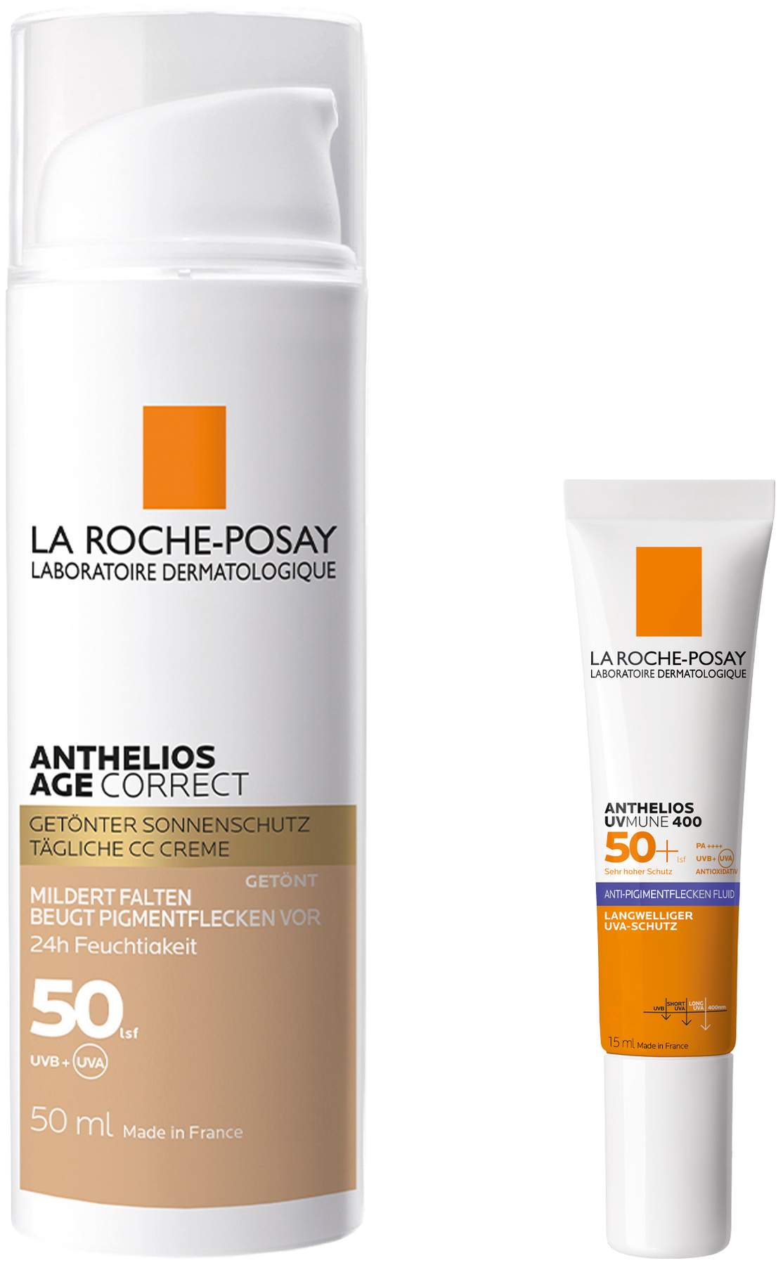 La Roche Posay Anthelios Age Correct getönt LSF 50 50 ml Creme + gratis Anthelios Anti-Pigment Fluid 15 ml