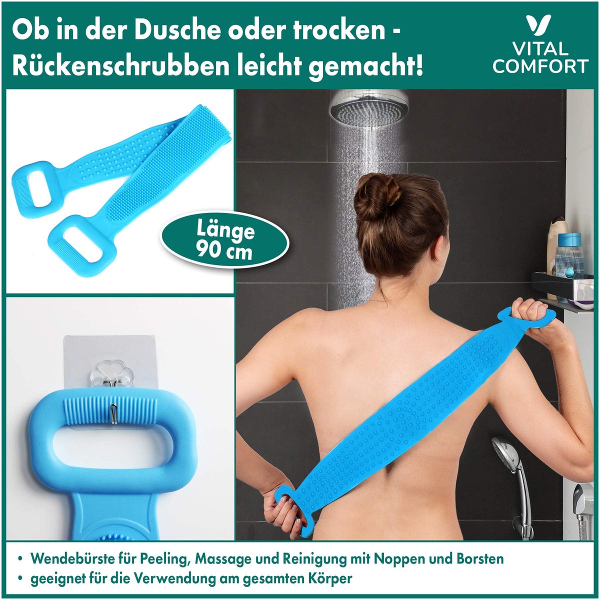 Vital Comfort Rückenbürste mit Massagefunktion 2 in 1