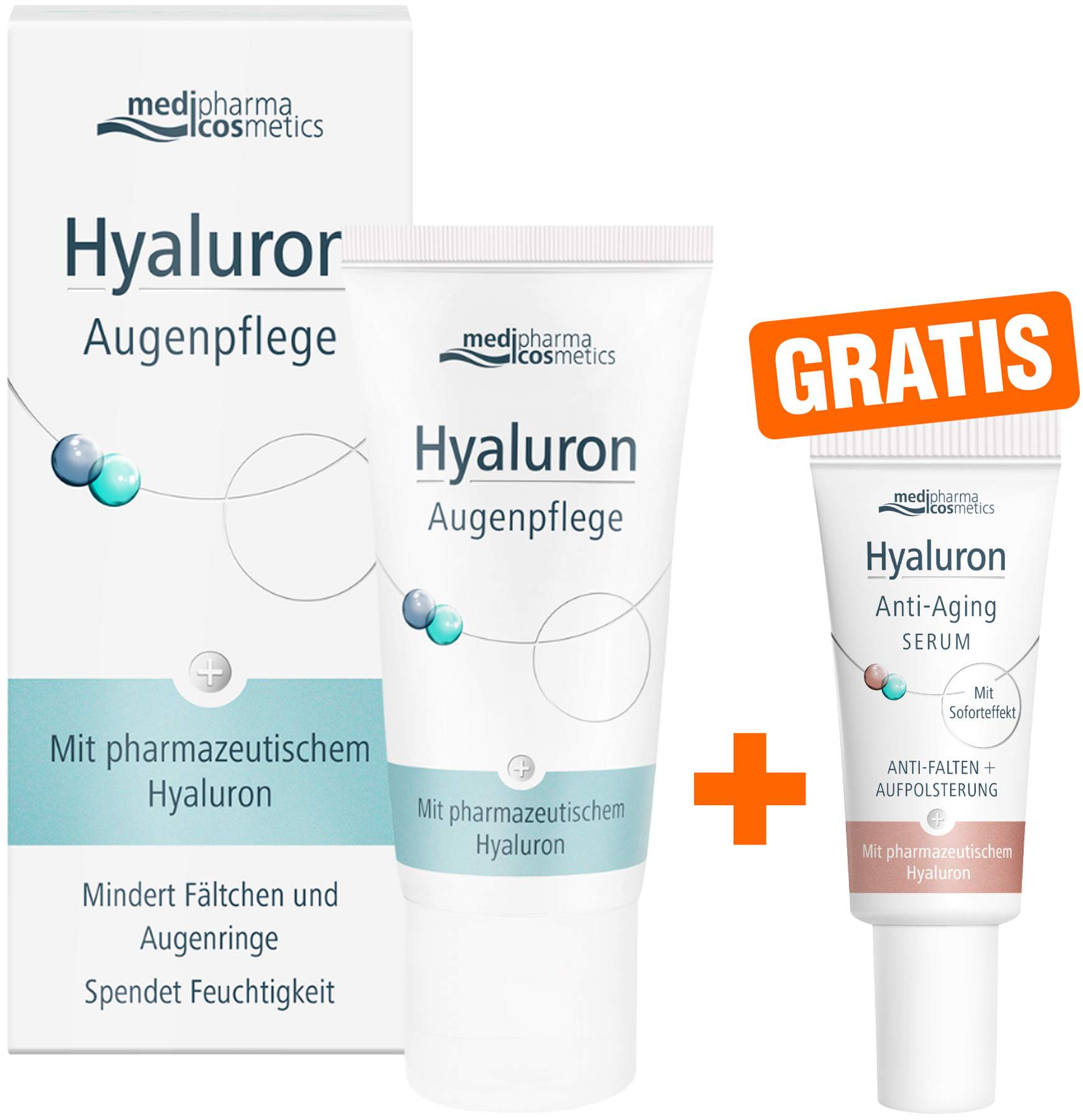 medipharma cosmetics Hyaluron Augenpflege Creme 15 ml Creme + gratis Hyaluron Anti - Aging Serum 5 ml