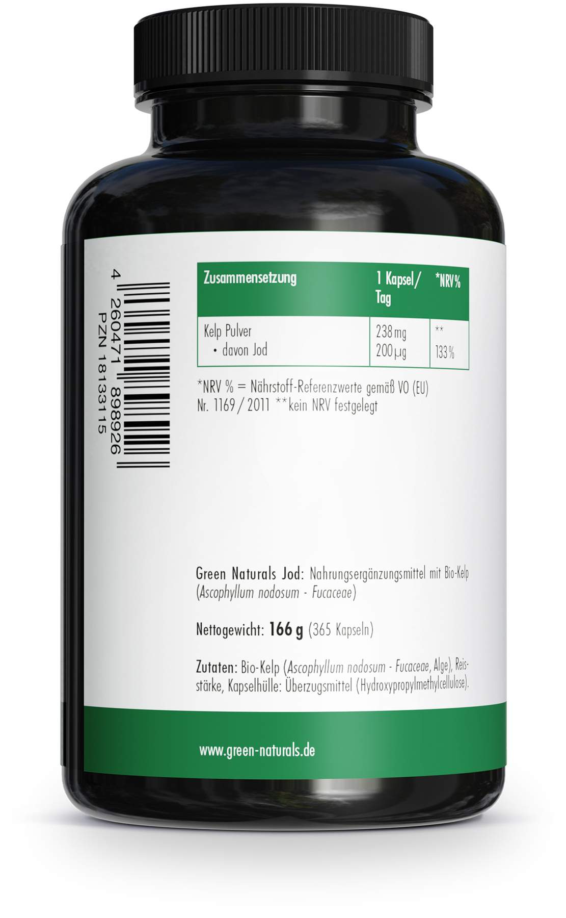 Green Naturals Jod Aus Bio-Kelp 200 µg 365 Kapseln
