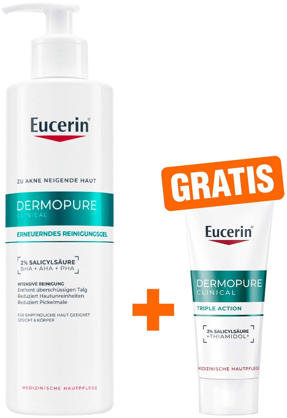 Eucerin DermoPure Clinical erneuerndes Reinigungsgel 400 ml + gratis Eucerin DermoPure Clinical Triple Action 7 ml Serum