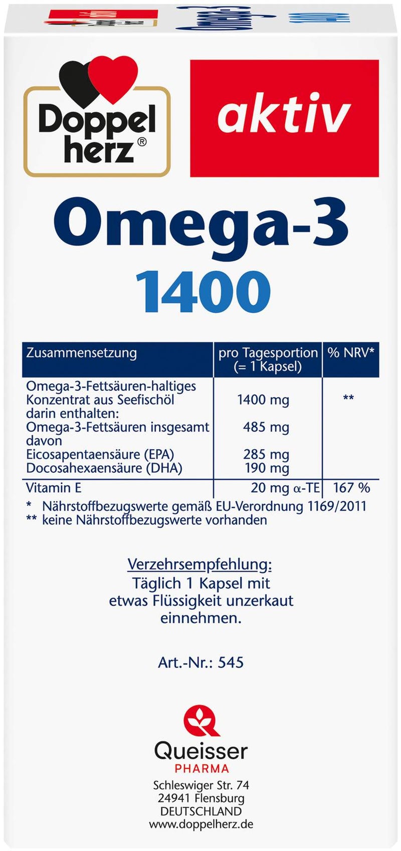 Doppelherz aktiv Omega3 1.400 120 Kapseln