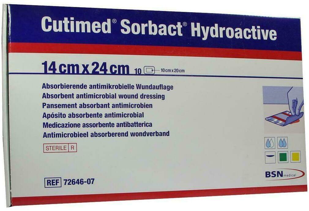 Cutimed Sorbact Hydroactive Kompressen 14x24cm
