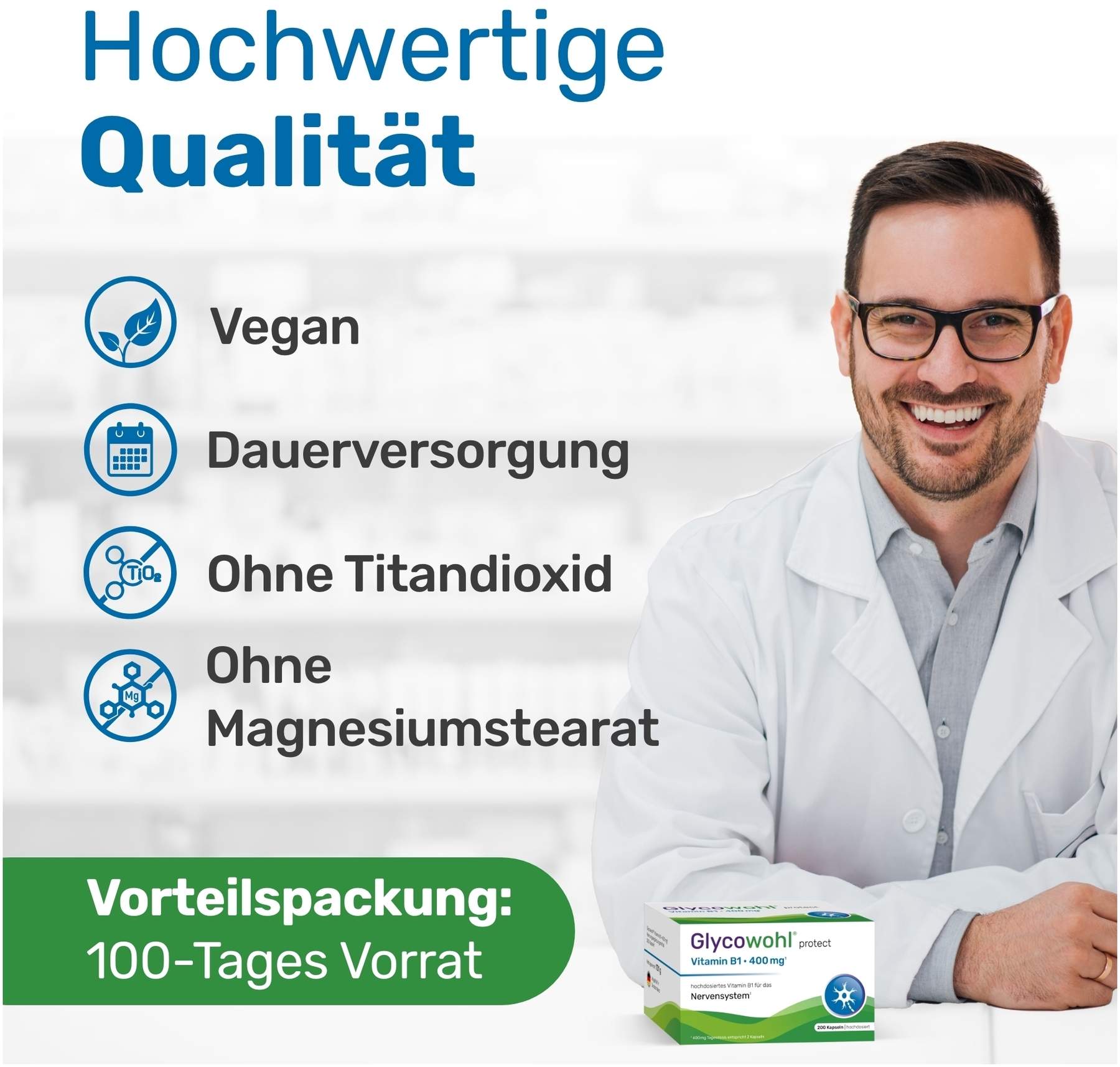 Glycowohl Protect Vitamin B1 400 mg 200 Kapseln