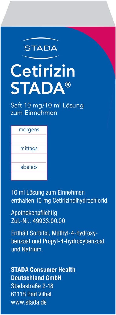 Cetirizin Stada Saft 10 mg pro 10 ml 150 ml Saft