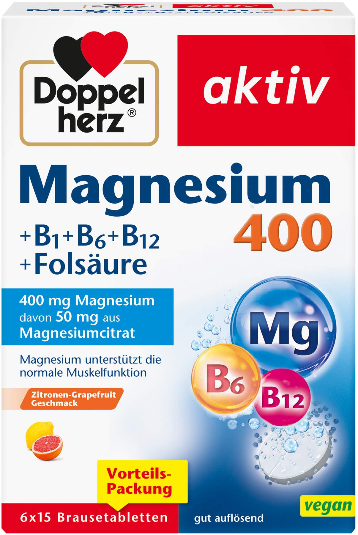 Doppelherz Aktiv Magnesium 400 + B1 + B6 + B12 + Folsäure 6 X...