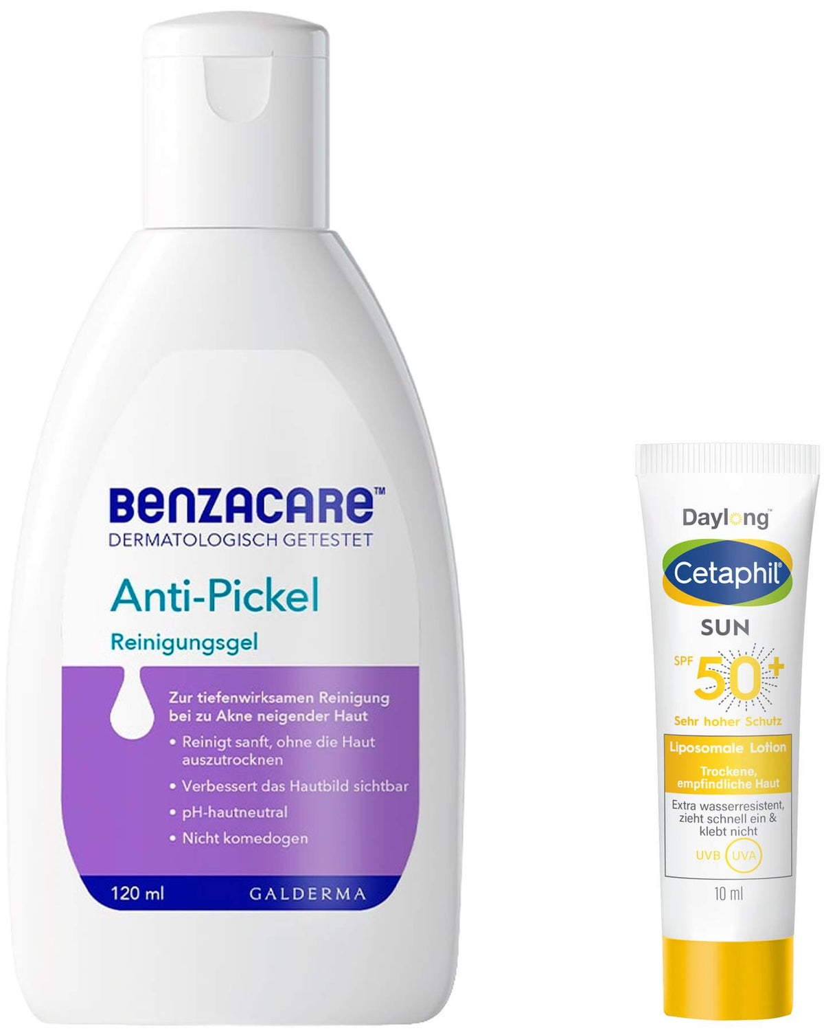 Benzacare Anti-Pickel Reinigungsgel 120 ml + gratis Cetaphil Sun Daylong SPF 50+ liposomale Lotion 10 ml