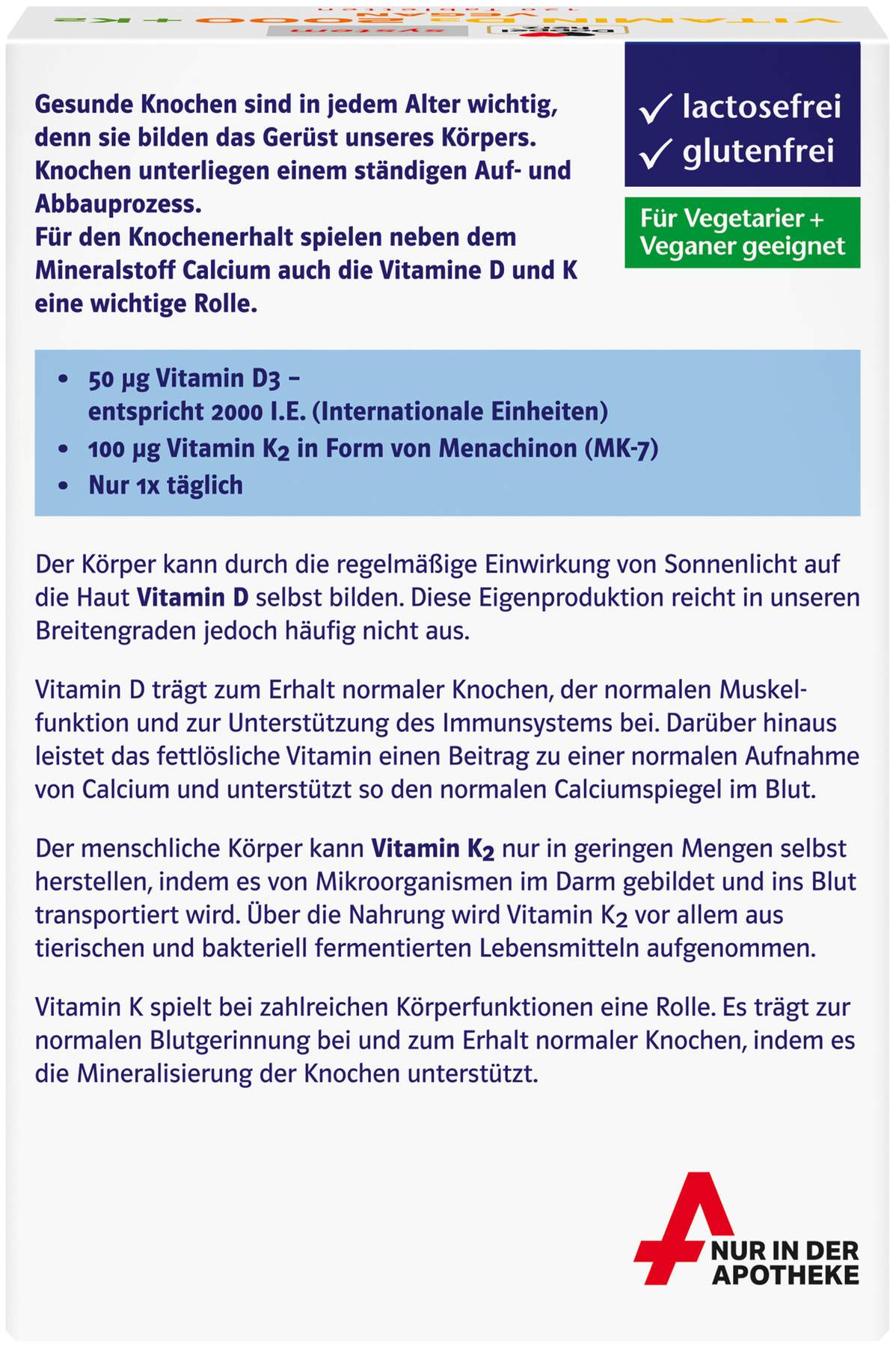 Doppelherz system Vitamin D3 2000 I.E. + K2 120 Tabletten