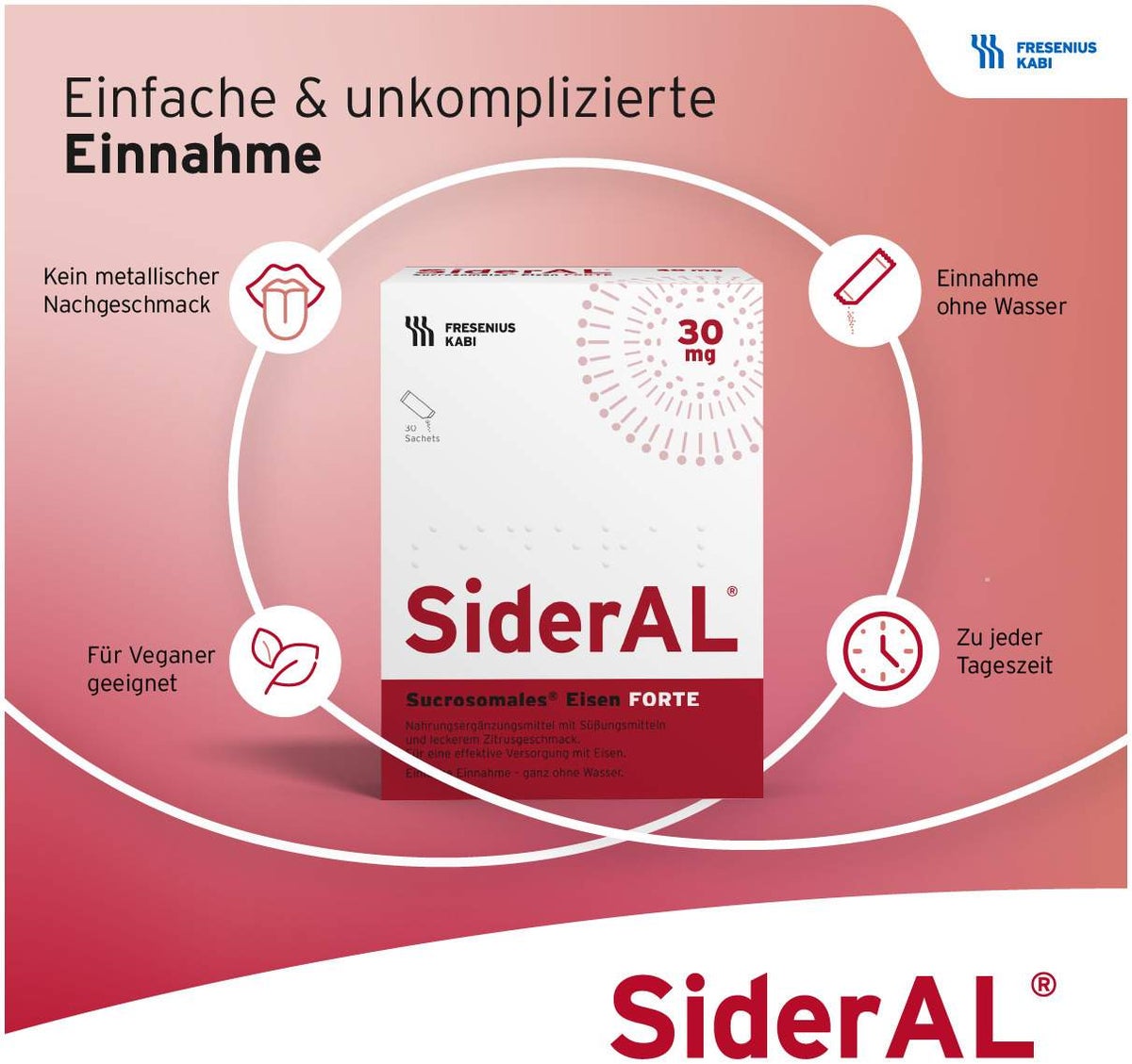 Sideral Eisen Forte 30 mg Zitrusfrucht Sach.Granulat 30 Stück