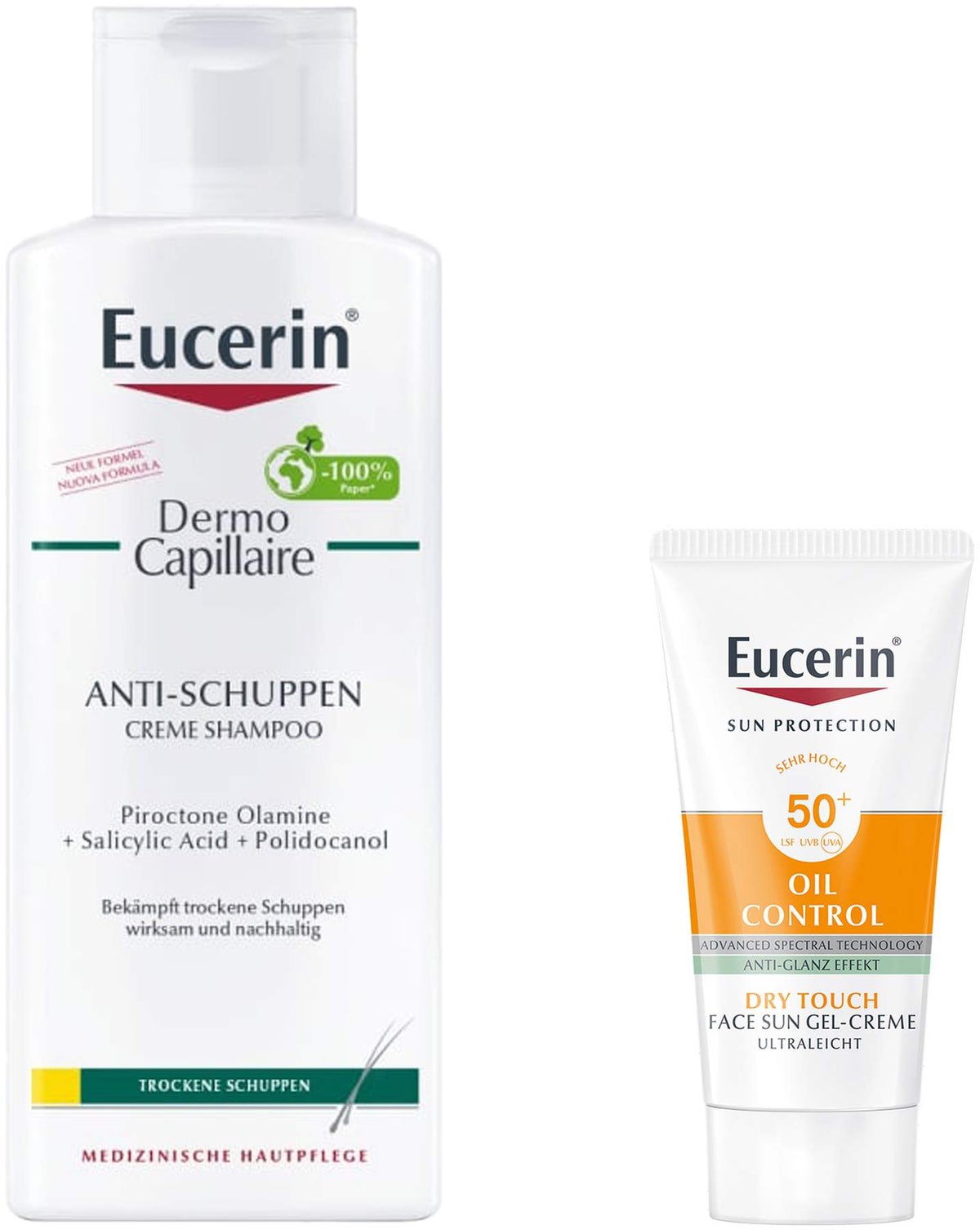 Eucerin Dermo Capillaire Anti-Schuppen Creme Shampoo 250 ml + gratis Sun Gel-Creme Oil Control 20 ml