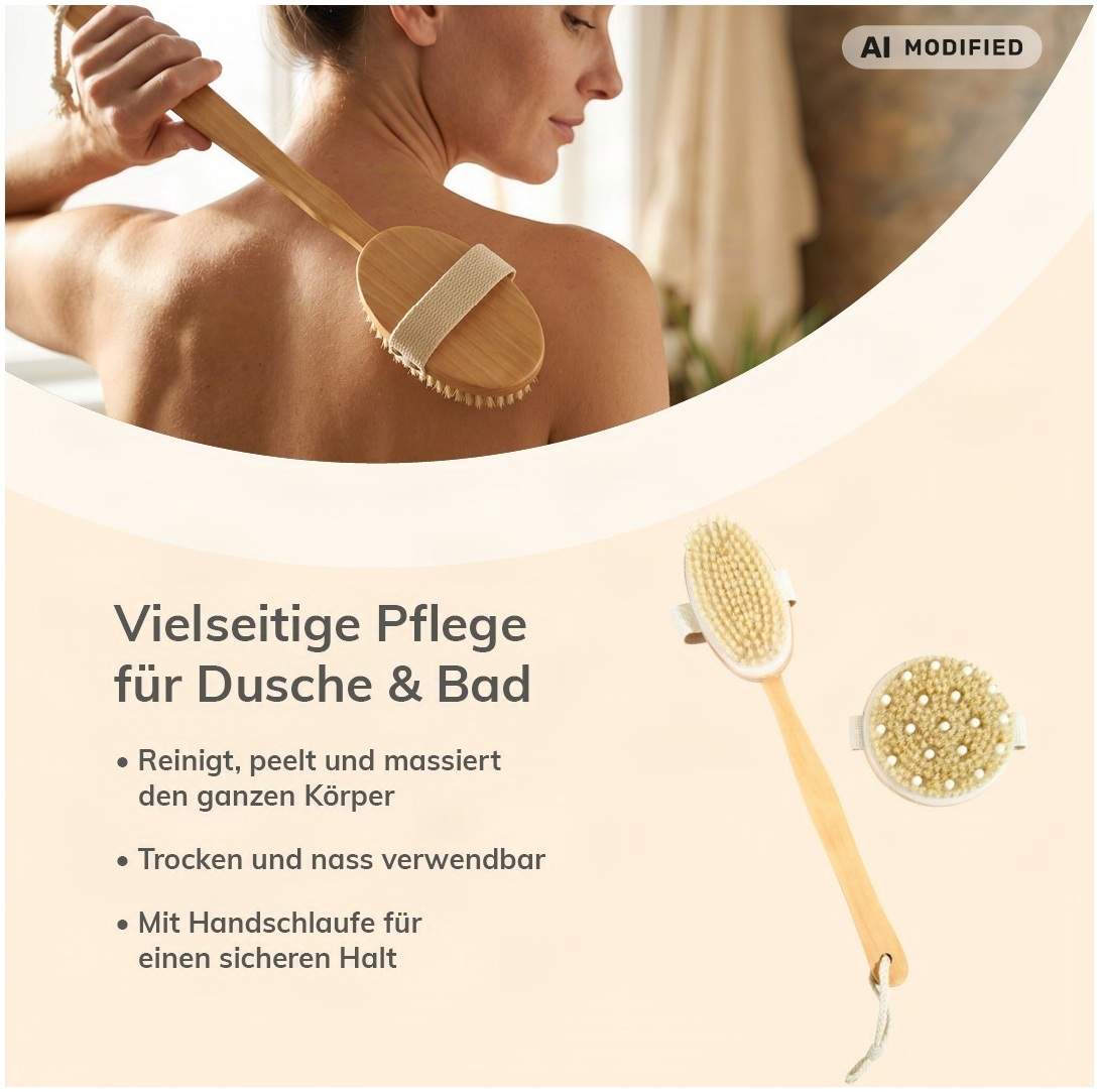 Badebürste mit 2 abnehmbaren Bürstenköpfen