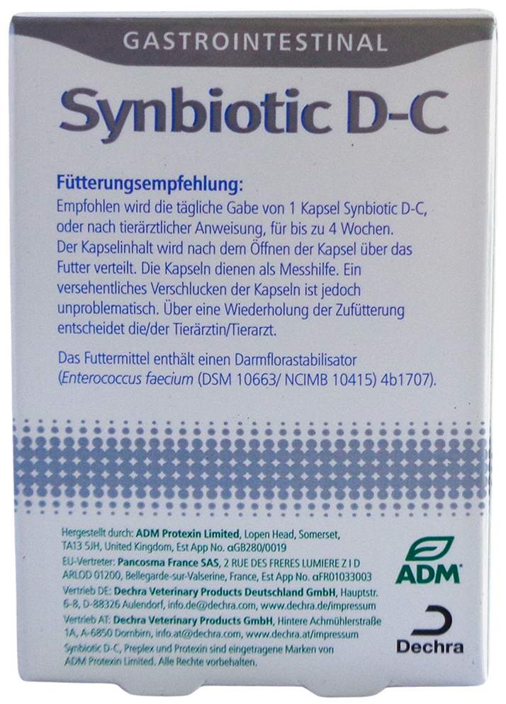 Synbiotic D-C Diätfuttermittel Kapseln Für Hunde Katzen 50 Stück