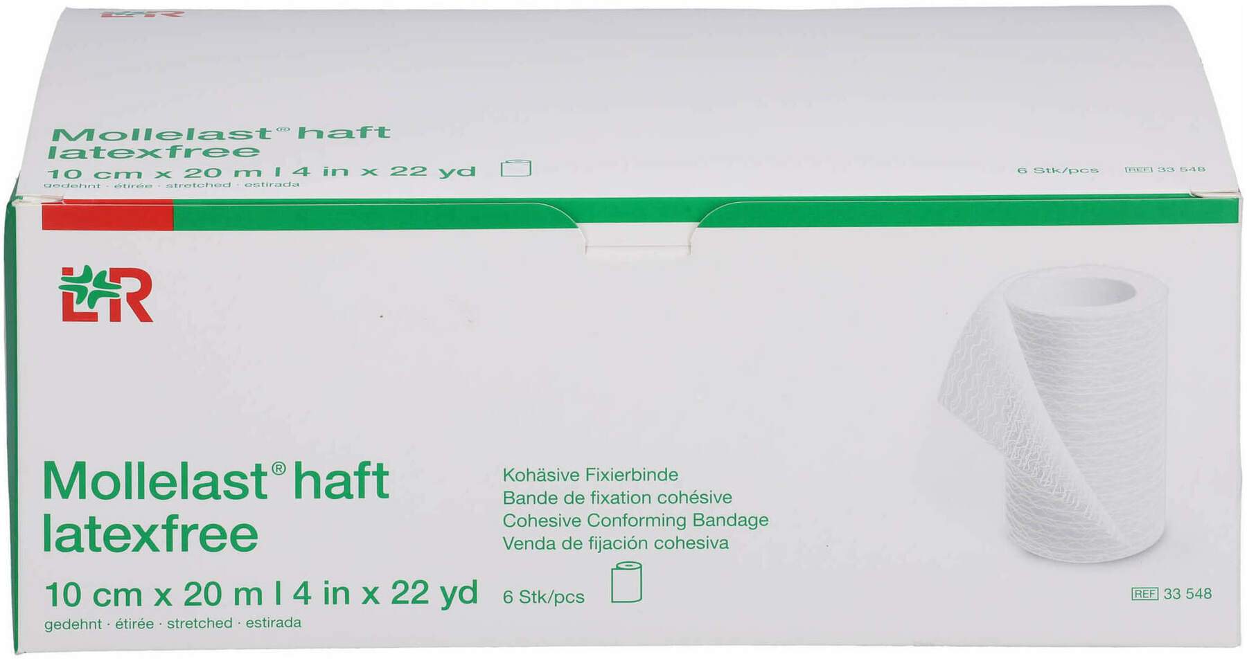 Mollelast Haft Binden Latexfrei 10 cm X 20 M Weiß