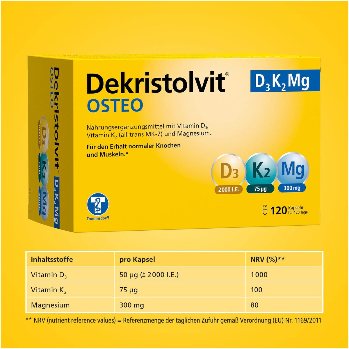 Dekristolvit Osteo D3K2Mg 120 Kapseln