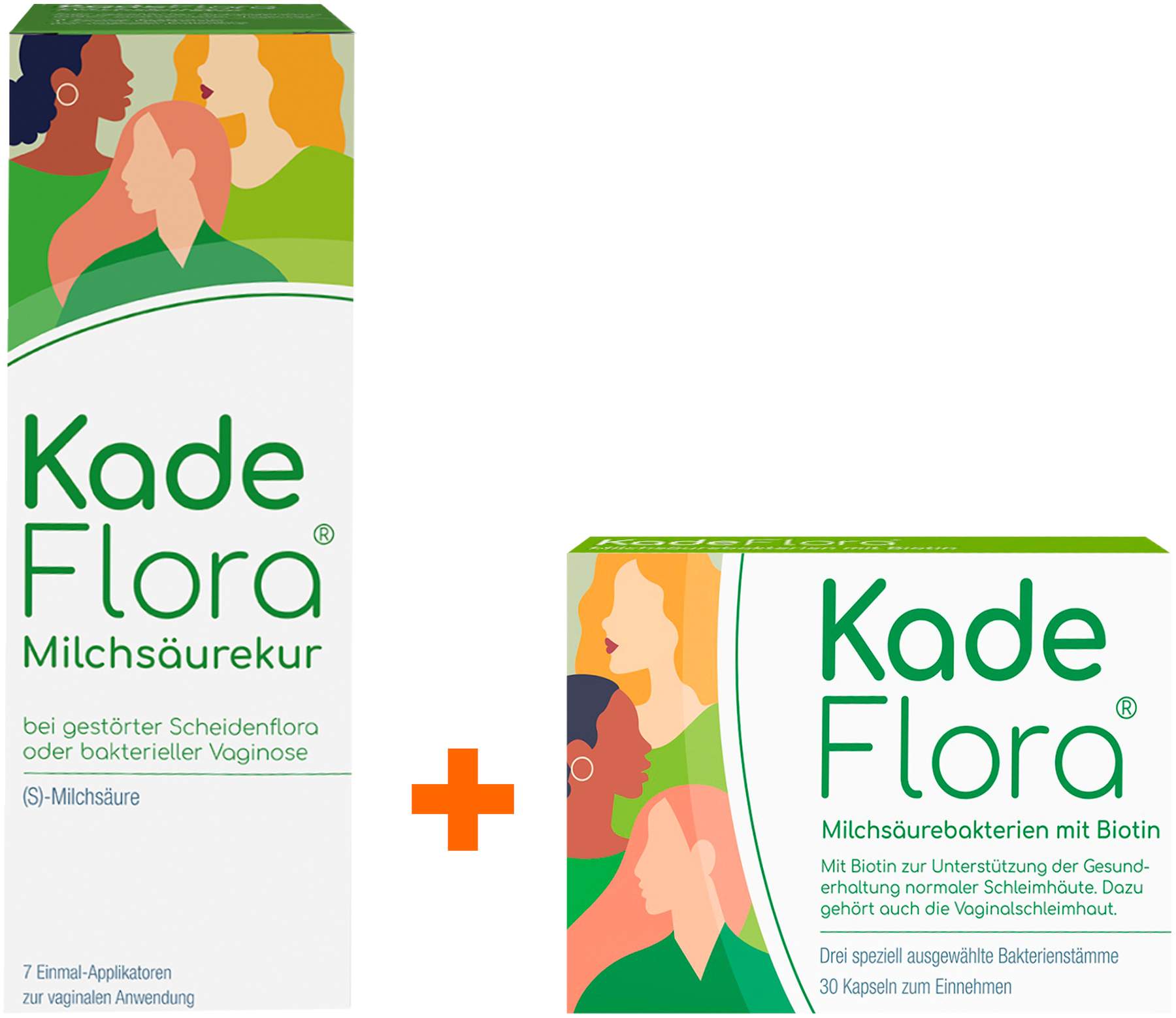 Kadeflora Milchsäurekur Einmalapplikatoren 7 x 2,5 g + Kadeflora Milchsäurebakterien mit Biotin 30 Kapseln