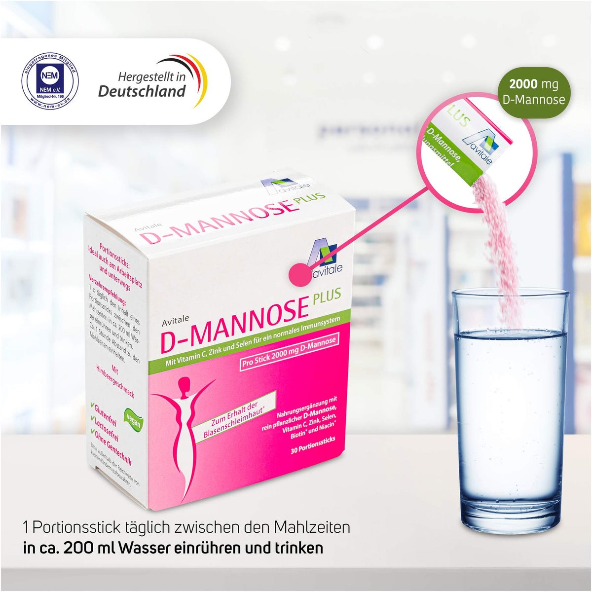 D-Mannose Plus 2000 mg 30 x 2.47 g Pulversticks