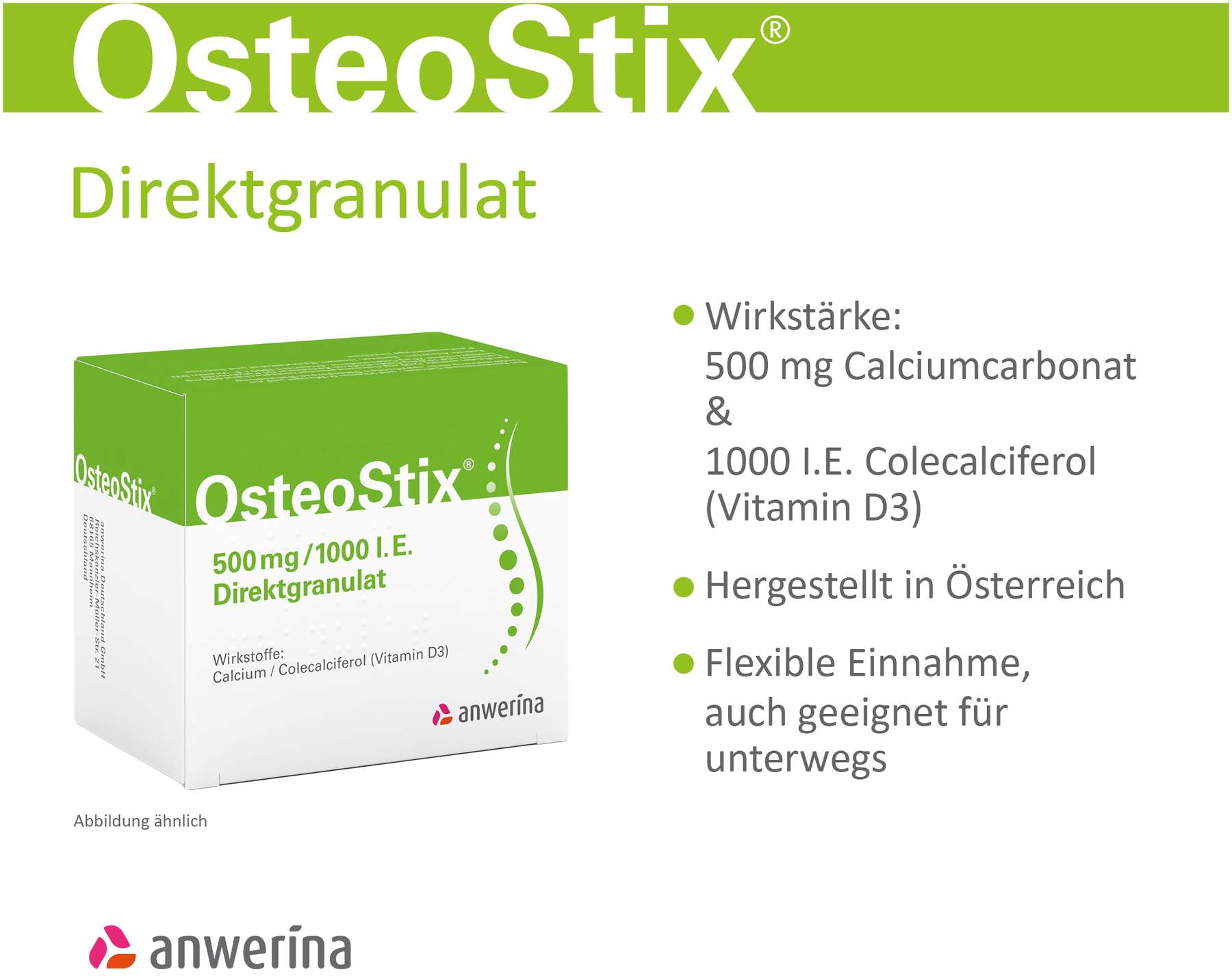 OsteoStix 500 mg-1000 I.E. Direktgranulat Beutel 60 Stück