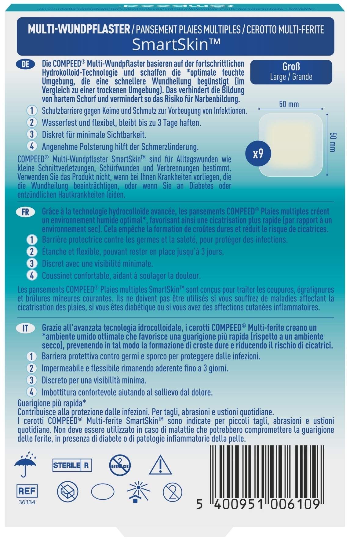 Compeed Multi-Wundpflaster SmartSkin groß 9 Stück