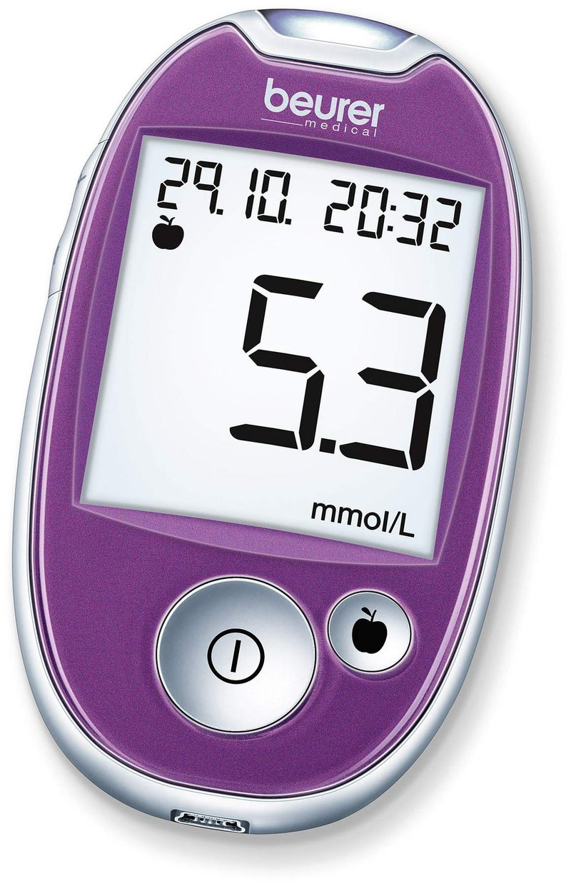 Beurer GL44 Blutzuckermessgerät mmol je l lila