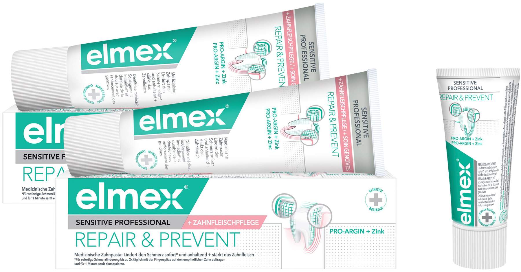 Elmex Sensitive Professional Repair & Prevent  2 x 75 ml Zahncreme + gratis Elmex Repair & Prevent 20 ml
