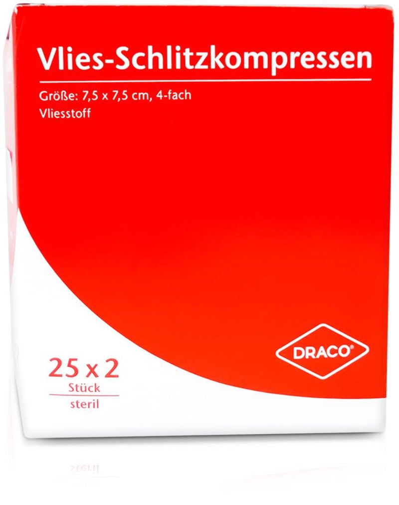 Schlitzkompressen Vlies 7,5 X 7,5 cm 4fach Steril 25 X 2...