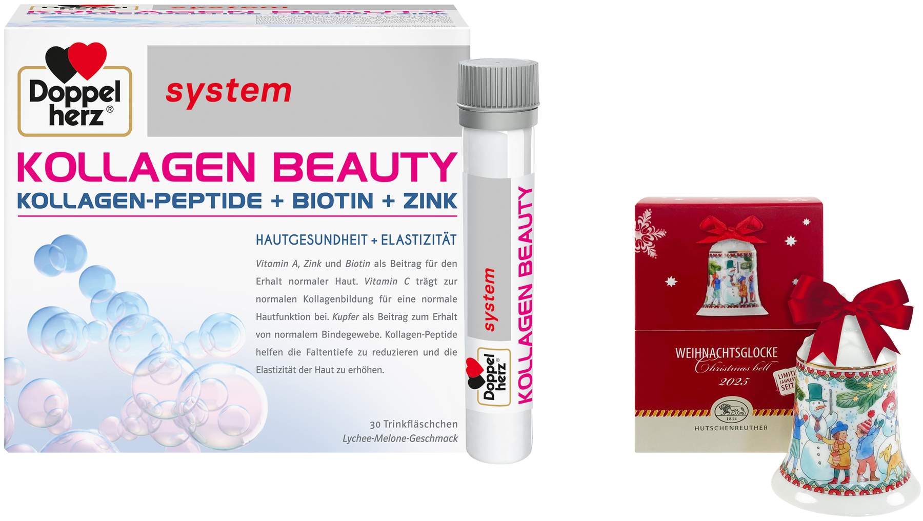 Doppelherz system Kollagen Beauty Ampullen 30 Stück + gratis Hutschenreuther Weihnachtsglocke original 1 Stück