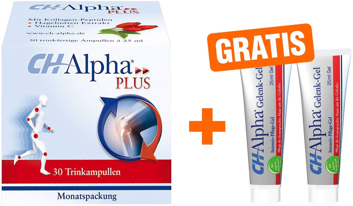 CH ALPHA Plus Trinkampullen 30 Stück + 2 x gratis CH-ALPHA Gelenk Gel 25 ml