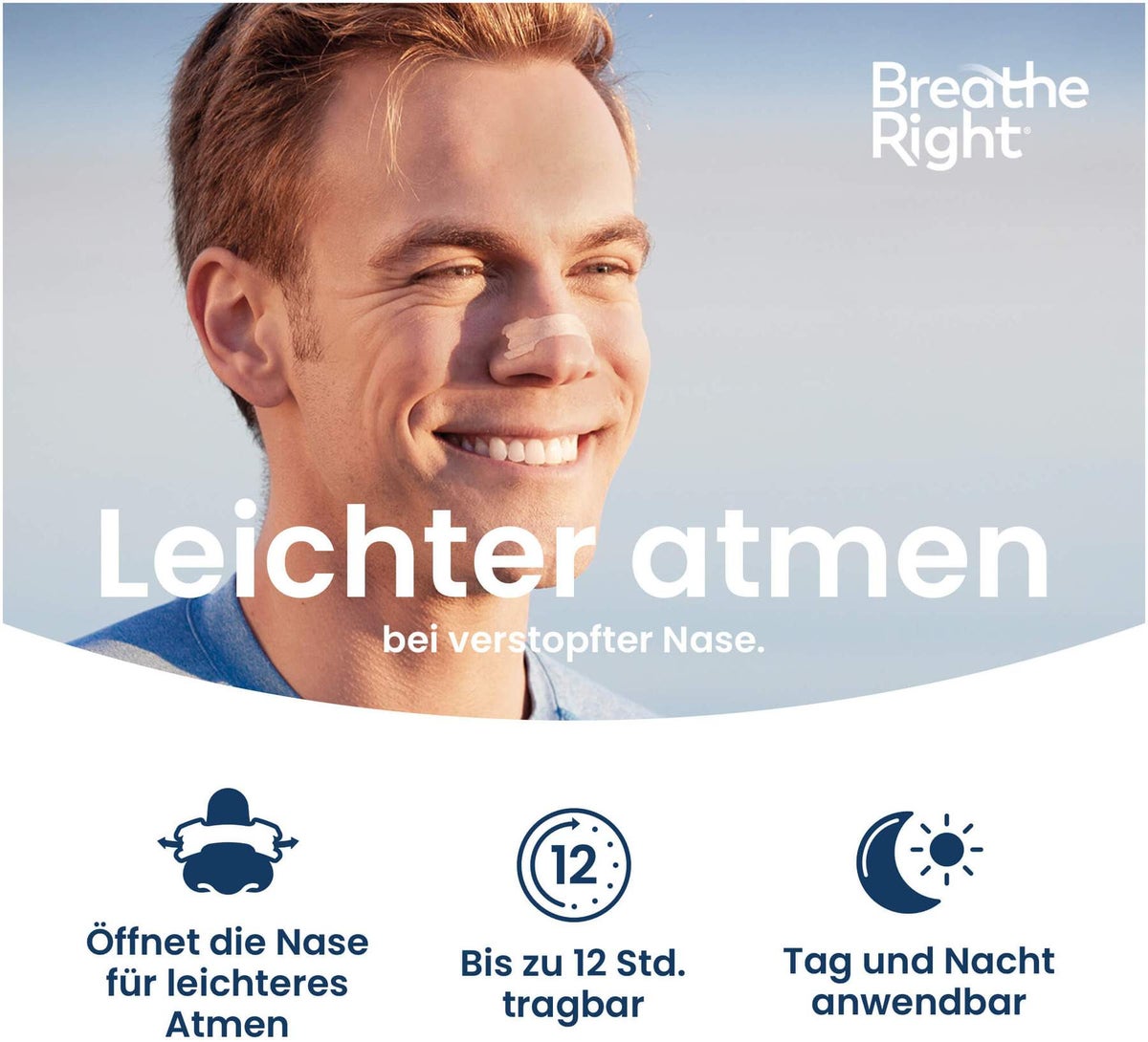 Besser Atmen Breathe Right 30 Nasenpflaster groß beige