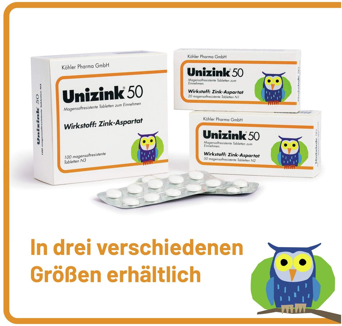 Unizink 50 magensaftresistente Tabletten 100 Stück