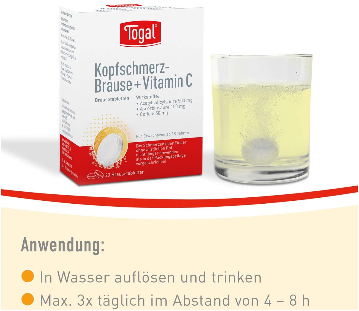 Togal Kopfschmerz - Brause + Vitamin C 20 Brausetabletten