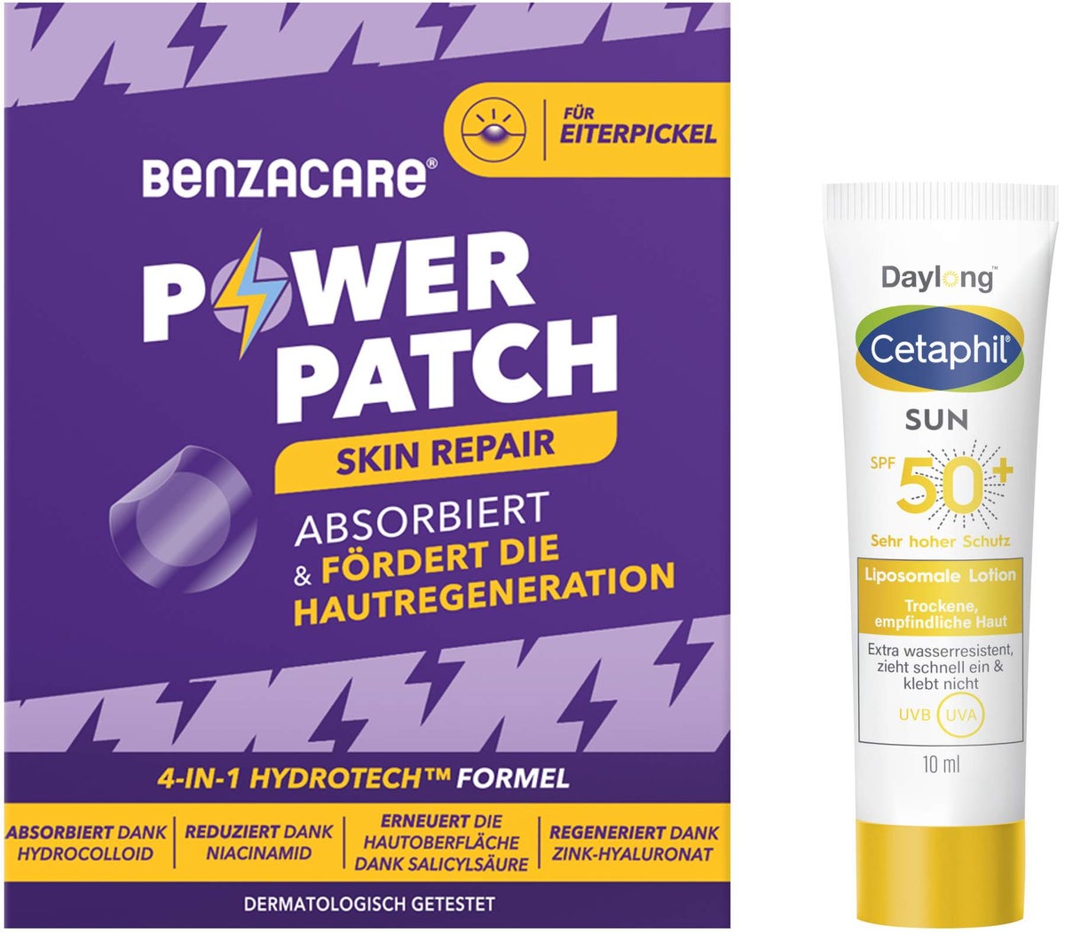 Benzacare Power Patch Skin Repair 23 Pflaster + gratis Cetaphil Sun Daylong SPF 50+ Liposomale Lotion 10 ml