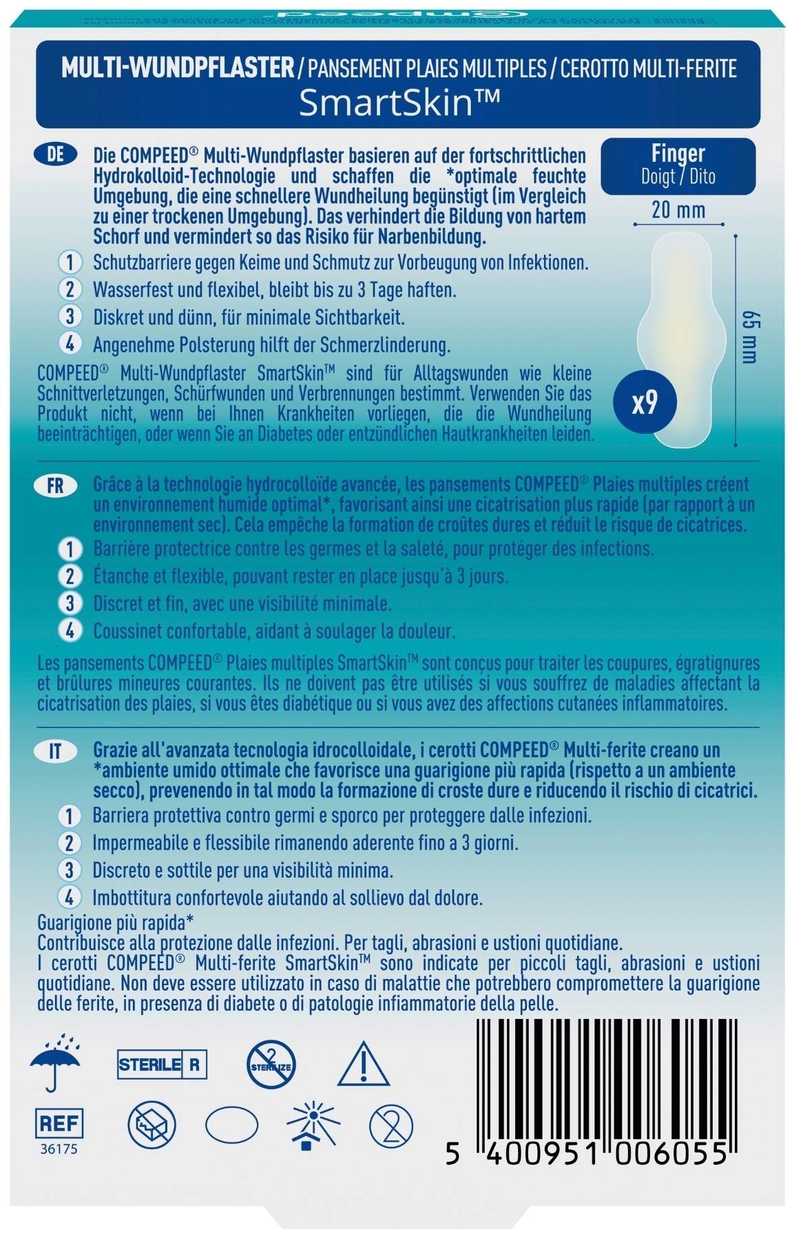 Compeed Multi-Wundpflaster SmartSkin Finger 9 Stück