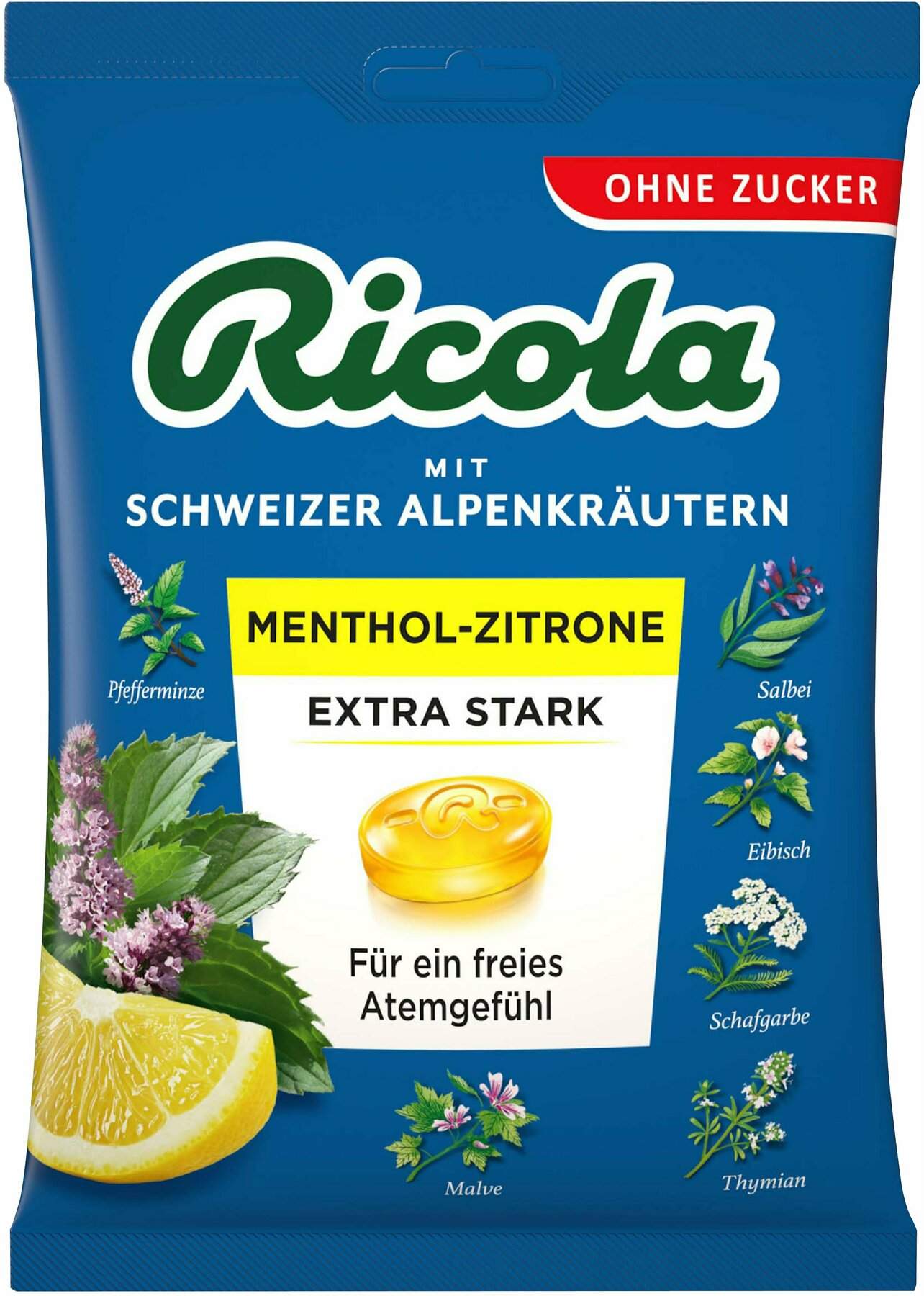 Ricola Menthol-Zitrone Extra Stark - Schweizer Hustenbonobon...