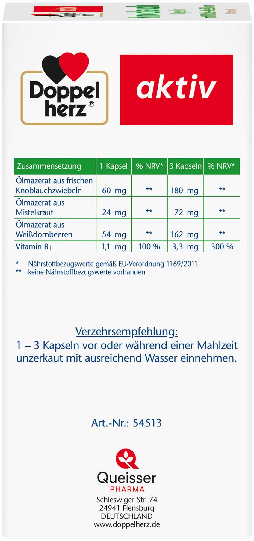 Doppelherz Knoblauch Mistel + Weißdorn + Vitamin B1 480 Kapseln