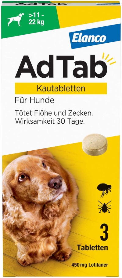 AdTab 450 mg für große Hunde (11-22 kg) 3 Kautabletten