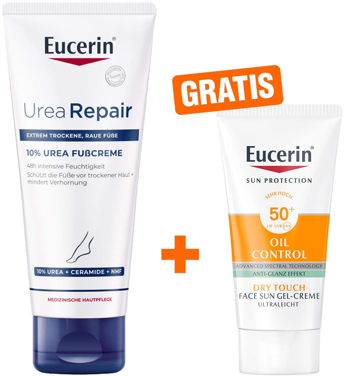 Eucerin UreaRepair Plus Fußcreme 10% 100 ml + gratis Sun Gel-Creme Oil Control 20 ml