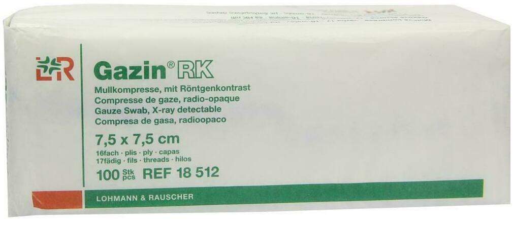 Gazin Kompressen 7,5cmx7,5cm 16fach Unsteril Mit Röntgenkontrast