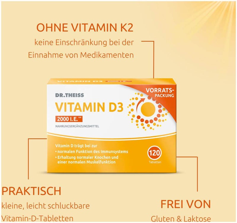 Dr.Theiss Vitamin D3 Tabletten 2000 I.E 120 Stück
