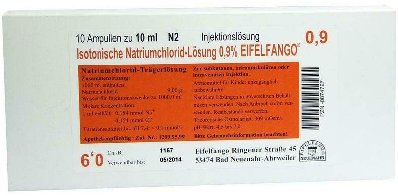 Isotonische Nacl Lösung 0.9% 10x10 ml Ampullen
