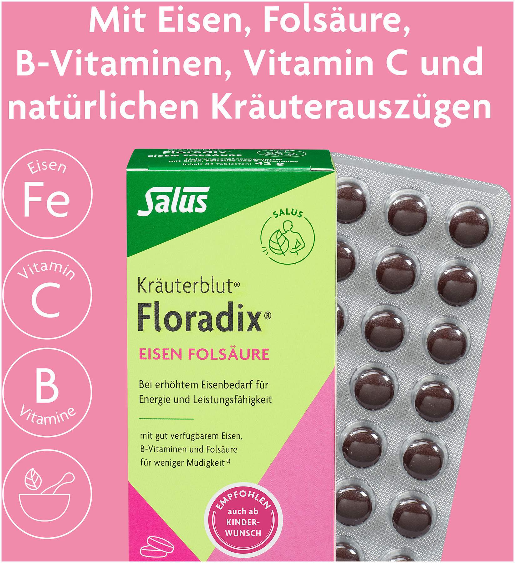 Floradix Eisen Folsäure Tabletten 84 Stück