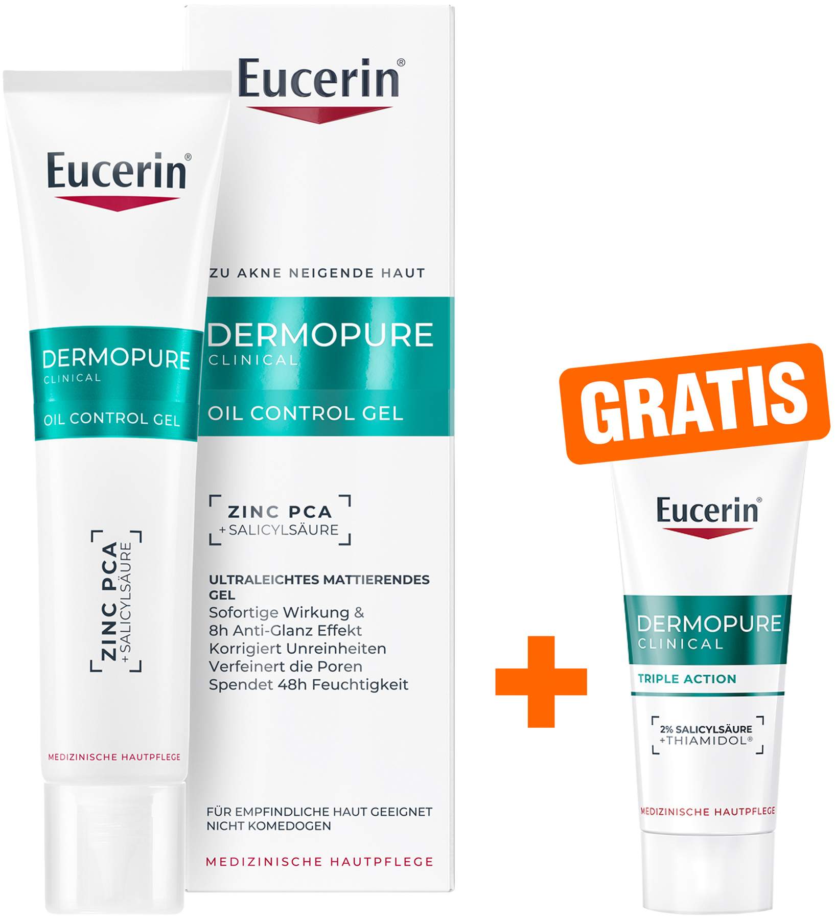 Eucerin DermoPure Clinical Oil Control Gel 40 ml + gratis Eucerin DermoPure Clinical Triple Action 7 ml Serum