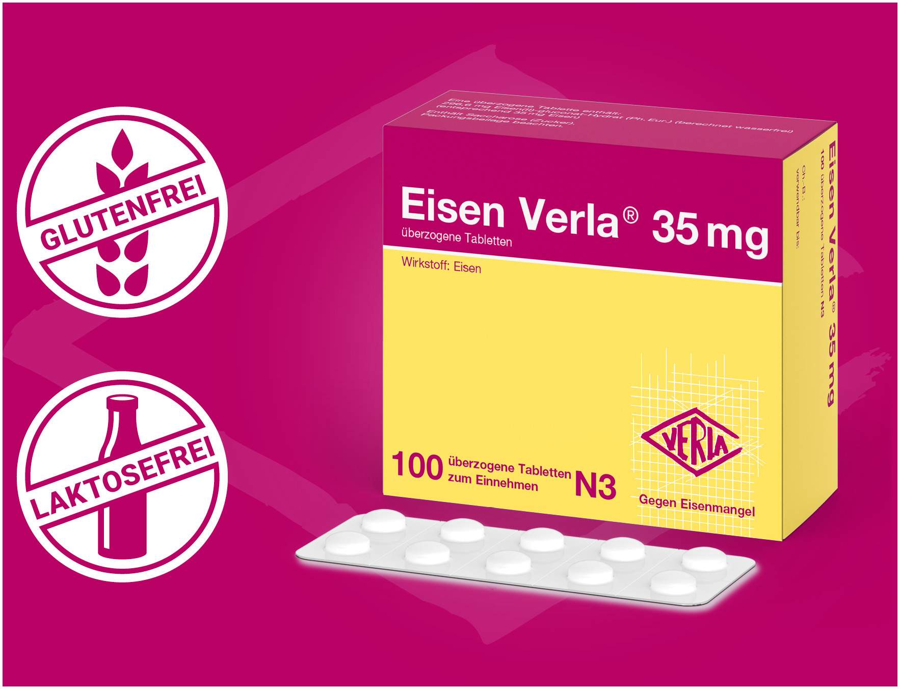 Eisen Verla 35 mg 100 überzogene Tabletten