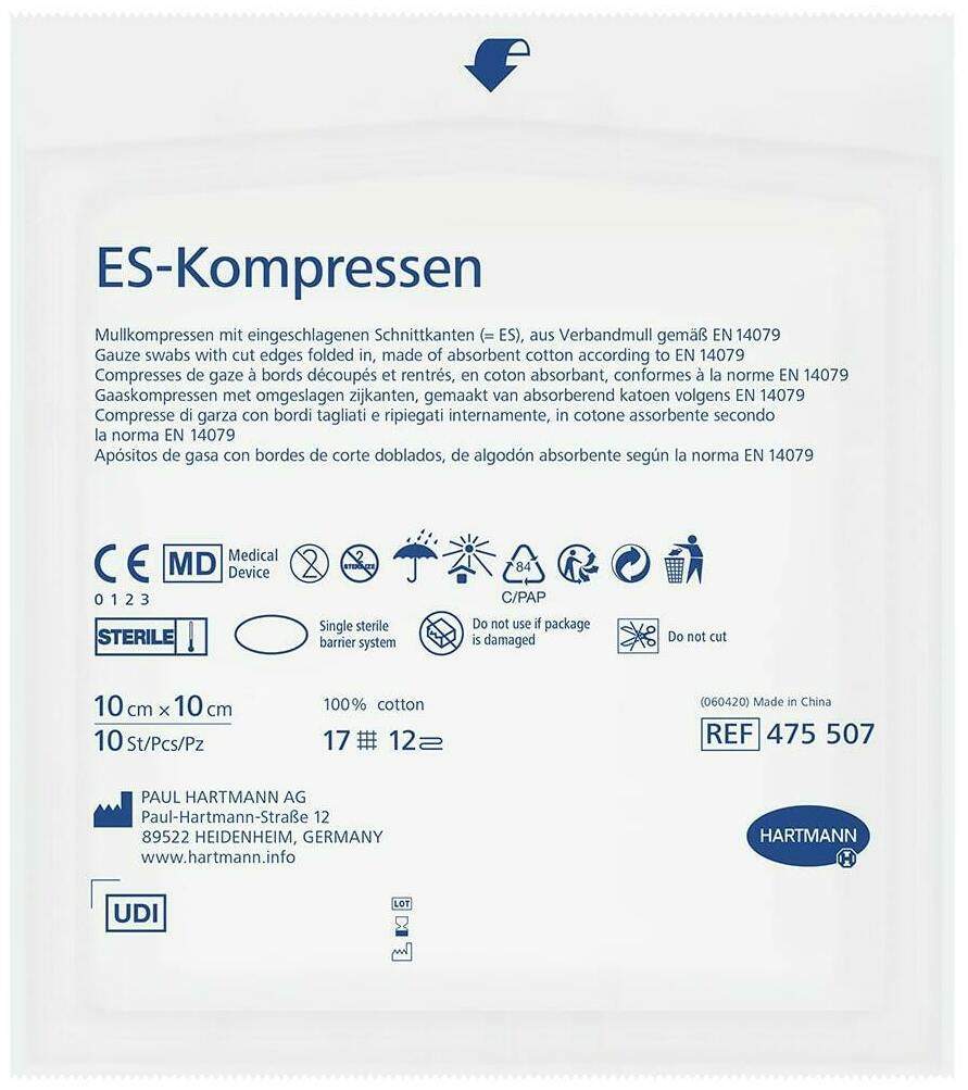 Es-Kompressen Steril 10 X 10 cm Grosspackung 10 X 10 Kompressen
