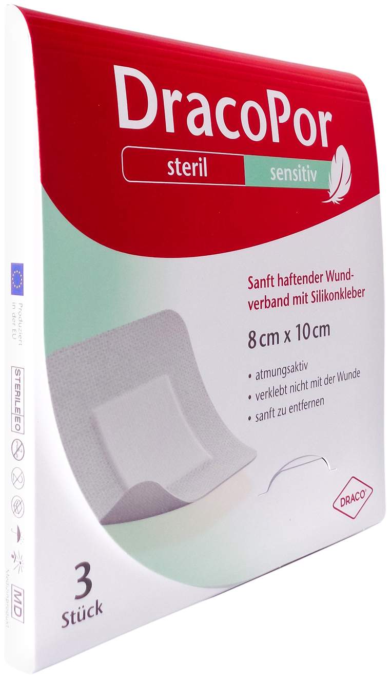 Dracopor Sensitiv 8x10 cm Steril M.Silikonkleber
