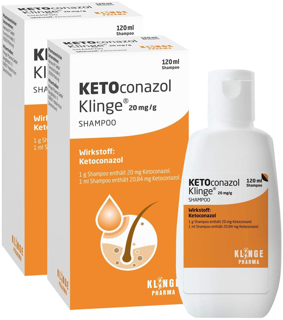 KETOconazol Klinge 20 mg pro g Shampoo 2 x 120 ml