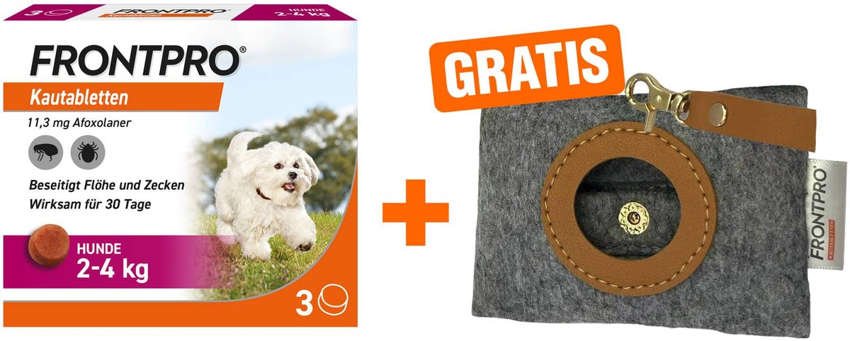Frontpro 11,3 mg für den Hund 3 Kautabletten + gratis Hundebeutelspender 1 Stück