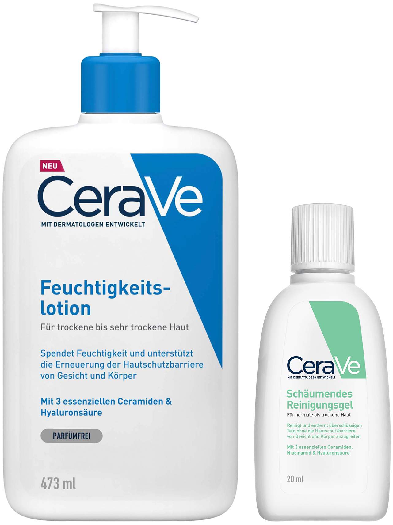 CeraVe Feuchtigkeitslotion 473 ml + gratis schäumendes Reinigungsgel 20 ml