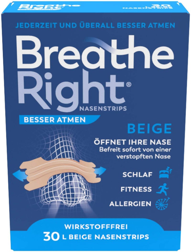 Besser Atmen Breathe Right 30 Nasenpflaster groß beige